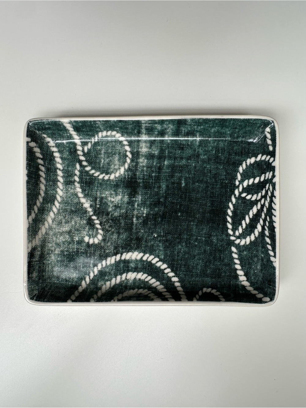 J. Crew Ceramics - Nautical Batik Rope Catch-All Tray - Indigo Navy & White